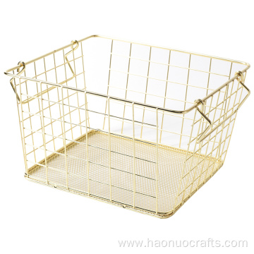 European Simple Golden Storage Basket with Metal Material